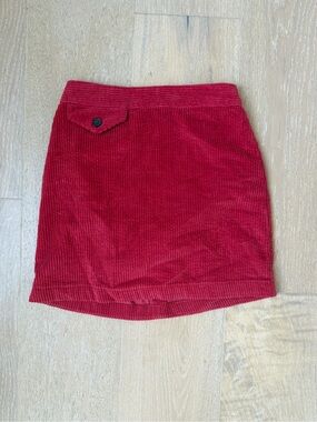 Urban Outfitters Red Corduroy Mini Skirt with Front Flap